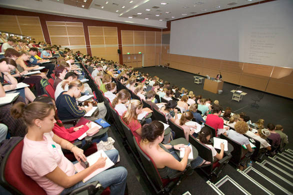 Exhibition hall setup for lecture